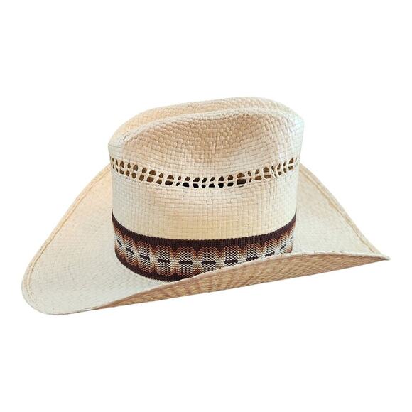 John B Stetson company cowboy hat sz 6 3/4 western hat with brown band - Picture 4 of 13